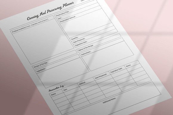 Canning and Preserving Planner
