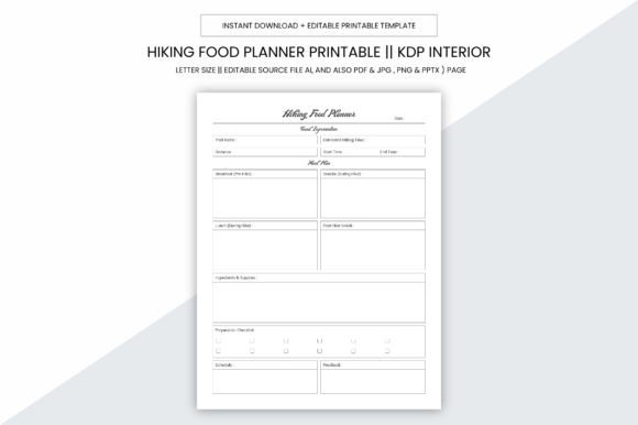 Hiking Food Planner Kdp Printable: A Practical Tool for Outdoor Enthusiasts