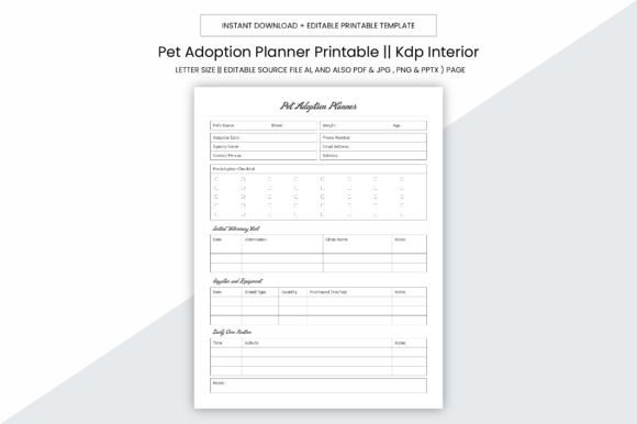Pet Adoption Planner KDP Printable: A Comprehensive Guide for Personal and Business Use