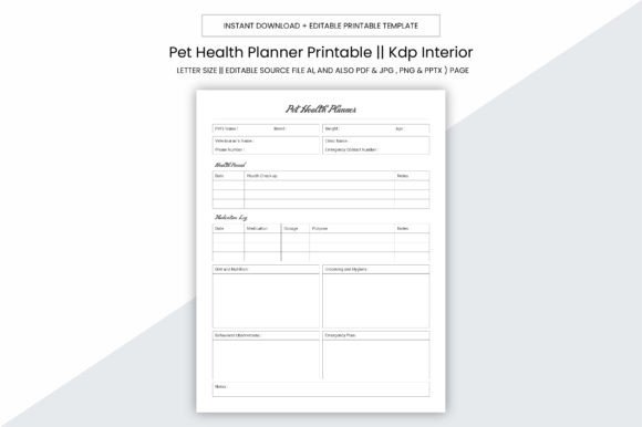 Pet Health Planner Kdp Printable: A Comprehensive Resource for Pet Care Enthusiasts