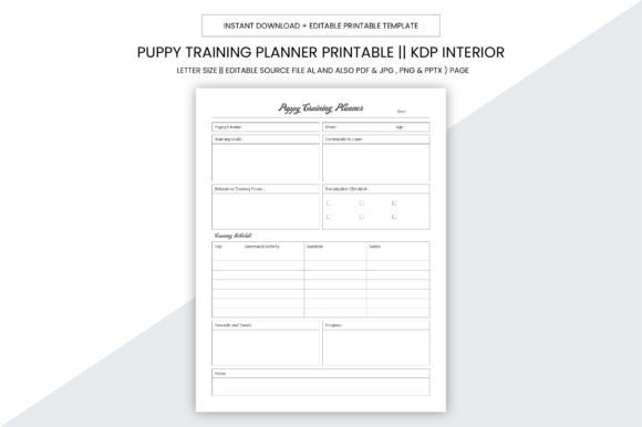 Puppy Training Planner Kdp Printable