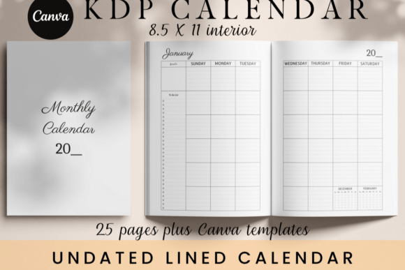 UnDated Lined Calendar-8.5x11