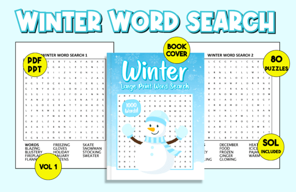 Winter Word Search for Adults with Cover