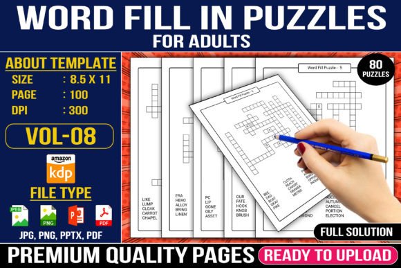 Word Fill in Puzzles for Adults Vol - 08